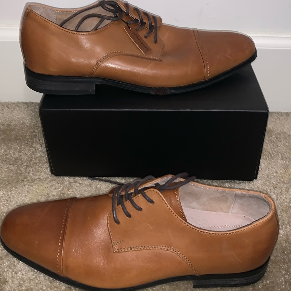 Brown leather loafers